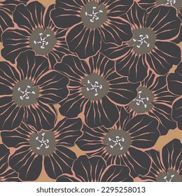 Tejido sin foco de patrón de flores, como ilustración. Suit para diseño de paquetes, fondo de pantalla, impresión de moda.
