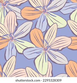 Tejido sin foco de patrón de flores, como ilustración. Suit para diseño de paquetes, fondo de pantalla, impresión de moda.