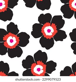 Seamless fabric of  flowers pattern, like illustration. Suit for package design, wallpaper, fashion print.