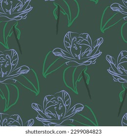 Tejido sin foco de patrón de flores, como ilustración. Suit para diseño de paquetes, fondo de pantalla, impresión de moda.