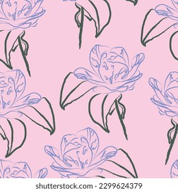 Seamless fabric of  flowers pattern, like illustration. Suit for package design, wallpaper, fashion print.