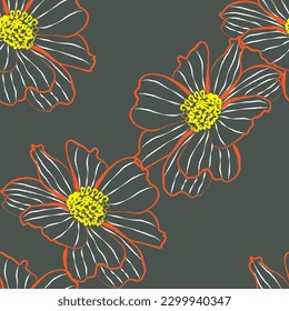 Seamless fabric of  flowers pattern, like illustration. Suit for package design, wallpaper, fashion print.