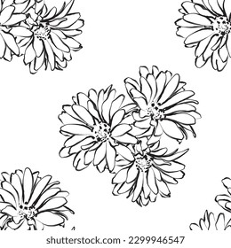 Seamless fabric of  flowers pattern, like illustration. Suit for package design, wallpaper, fashion print.