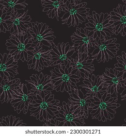 Seamless fabric of  flowers pattern, like illustration. Suit for package design, wallpaper, fashion print.