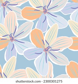 Seamless fabric of  flowers pattern, like illustration. Suit for package design, wallpaper, fashion print.
