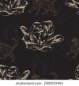 Seamless fabric of  flowers pattern, like illustration. Suit for package design, wallpaper, fashion print.