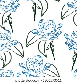 Seamless fabric of  flowers pattern, like illustration. Suit for package design, wallpaper, fashion print.