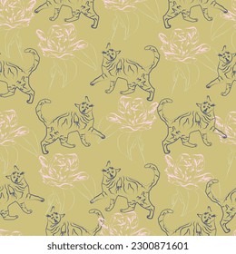 Seamless fabric of  flowers pattern, like illustration. Suit for package design, wallpaper, fashion print.