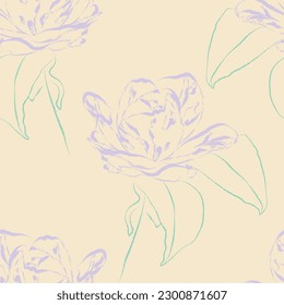 Tejido sin foco de patrón de flores, como ilustración. Suit para diseño de paquetes, fondo de pantalla, impresión de moda.