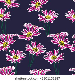 Seamless fabric of  flowers pattern, like illustration. Suit for package design, wallpaper, fashion print.
