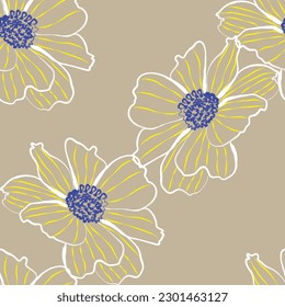 Tejido sin foco de patrón de flores, como ilustración. Suit para diseño de paquetes, fondo de pantalla, impresión de moda.