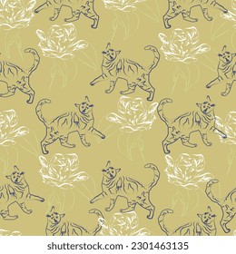 Seamless fabric of  flowers pattern, like illustration. Suit for package design, wallpaper, fashion print.