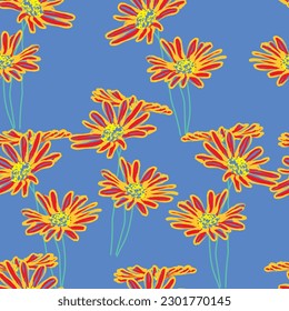 Tejido sin foco de patrón de flores, como ilustración. Suit para diseño de paquetes, fondo de pantalla, impresión de moda.