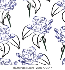 Seamless fabric of  flowers pattern, like illustration. Suit for package design, wallpaper, fashion print.