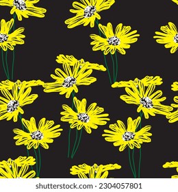 Seamless fabric of  flowers pattern, like illustration. Suit for package design, wallpaper, fashion print.