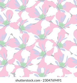 Tejido sin foco de patrón de flores, como ilustración. Suit para diseño de paquetes, fondo de pantalla, impresión de moda.