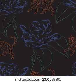 Seamless fabric of  flowers pattern, like illustration. Suit for package design, wallpaper, fashion print.