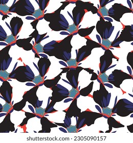 Tejido sin foco de patrón de flores, como ilustración. Suit para diseño de paquetes, fondo de pantalla, impresión de moda.
