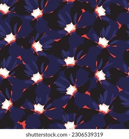 Tejido sin foco de patrón de flores, como ilustración. Suit para diseño de paquetes, fondo de pantalla, impresión de moda.