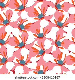 Tejido sin foco de patrón de flores, como ilustración. Suit para diseño de paquetes, fondo de pantalla, impresión de moda.