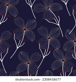 Seamless fabric of  flowers pattern, like illustration. Suit for package design, wallpaper, fashion print.