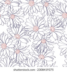 Seamless fabric of  flowers pattern, like illustration. Suit for package design, wallpaper, fashion print.