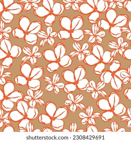 Seamless fabric of  flowers pattern, like illustration. Suit for package design, wallpaper, fashion print.