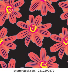 Seamless fabric of  flowers pattern, like illustration. Suit for package design, wallpaper, fashion print.
