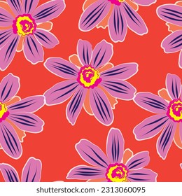 Seamless fabric of  flowers pattern, like illustration. Suit for package design, wallpaper, fashion print.