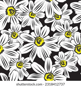 Tejido sin foco de patrón de flores, como ilustración. Suit para diseño de paquetes, fondo de pantalla, impresión de moda.