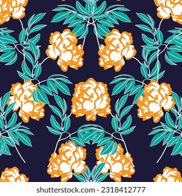 Tejido sin foco de patrón de flores, como ilustración. Suit para diseño de paquetes, fondo de pantalla, impresión de moda.