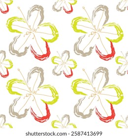 Seamless fabric of flowers pattern, like illustration. Suit for package design, wallpaper, fashion print, Housing wallpaper, arty-crafty.
