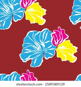 Seamless fabric of flowers pattern, like illustration. Suit for package design, wallpaper, fashion print, Housing wallpaper, arty-crafty.