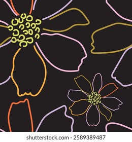 Seamless fabric of flowers pattern, like illustration. Suit for package design, wallpaper, fashion print, Housing wallpaper, arty-crafty.

