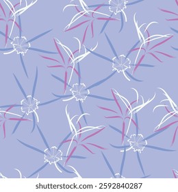 Seamless fabric of flowers pattern, like illustration. Suit for package design, wallpaper, fashion print, Housing wallpaper, arty-crafty.
