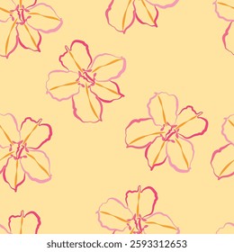 Seamless fabric of flowers pattern, like illustration. Suit for package design, wallpaper, fashion print, Housing wallpaper, arty-crafty.
