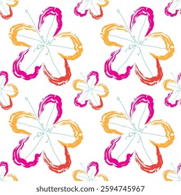 Seamless fabric of flowers pattern, like illustration. Suit for package design, wallpaper, fashion print, Housing wallpaper, arty-crafty.
