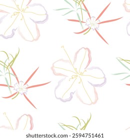 Seamless fabric of flowers pattern, like illustration. Suit for package design, wallpaper, fashion print, Housing wallpaper, arty-crafty.
