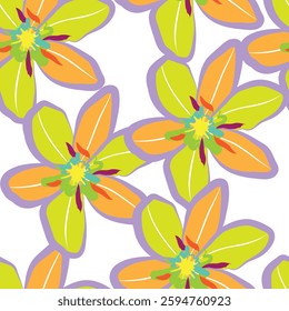 Seamless fabric of flowers pattern, like illustration. Suit for package design, wallpaper, fashion print, Housing wallpaper, arty-crafty.
