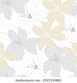 Seamless fabric of flowers pattern, like illustration. Suit for package design, wallpaper, fashion print, Housing wallpaper, arty-crafty.

