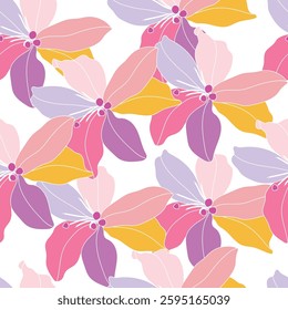 Seamless fabric of flowers pattern, like illustration. Suit for package design, wallpaper, fashion print, housing wallpaper, arty-crafty.
