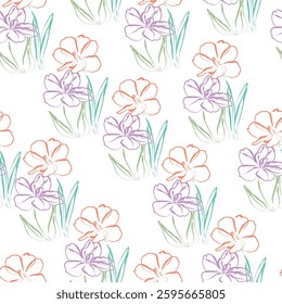 Seamless fabric of flowers pattern, like illustration. Suit for package design, wallpaper, fashion print, Housing wallpaper, arty-crafty.