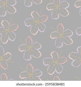 Seamless fabric of flowers pattern, like illustration. Suit for package design, wallpaper, fashion print, Housing wallpaper, arty-crafty.
