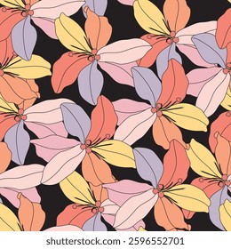 Seamless fabric of flowers pattern, like illustration. Suit for package design, wallpaper, fashion print, Housing wallpaper, arty-crafty.
