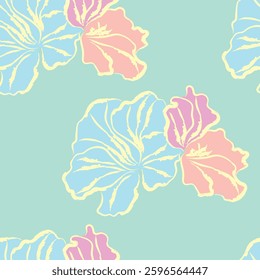 Seamless fabric of flowers pattern, like illustration. Suit for package design, wallpaper, fashion print, Housing wallpaper, arty-crafty.
