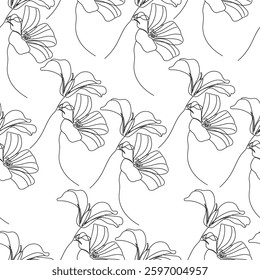 Seamless fabric of flowers pattern, like illustration. Suit for package design, wallpaper, fashion print, Housing wallpaper, arty-crafty.
