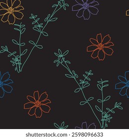 Seamless fabric of flowers pattern, like illustration. Suit for package design, wallpaper, fashion print, Housing wallpaper, arty-crafty.
