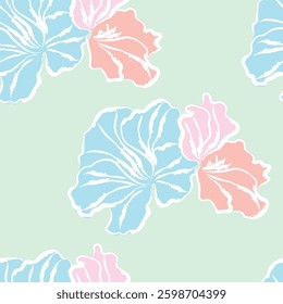 Seamless fabric of flowers pattern, like illustration. Suit for package design, wallpaper, fashion print, Housing wallpaper, arty-crafty.
