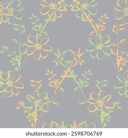 Seamless fabric of flowers pattern, like illustration. Suit for package design, wallpaper, fashion print, Housing wallpaper, arty-crafty.
