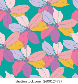 Seamless fabric of flowers pattern, like illustration. Suit for package design, wallpaper, fashion print, Housing wallpaper, arty-crafty.
